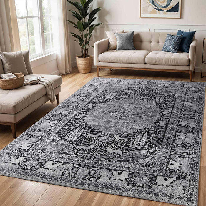 Copley Bohemian Oriental Medallion Wildlife Indoor Area Rug  Or Runner