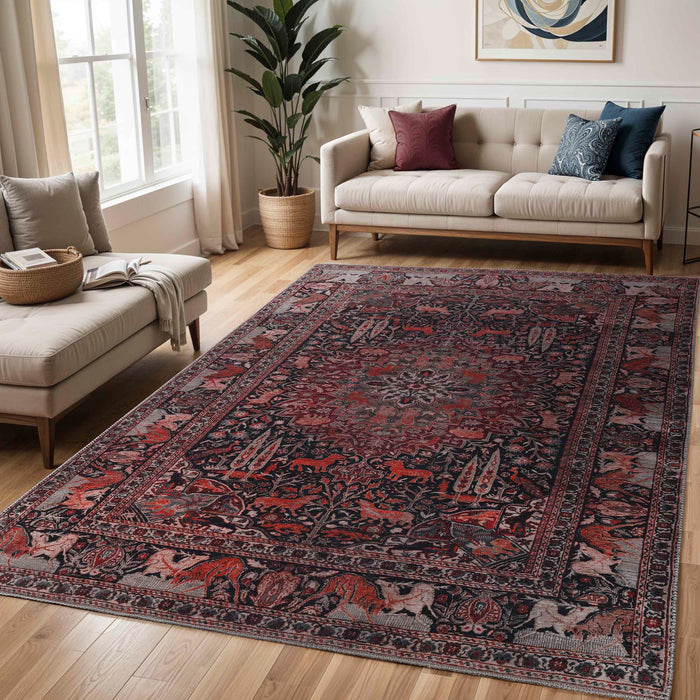 Copley Bohemian Oriental Medallion Wildlife Indoor Area Rug  Or Runner