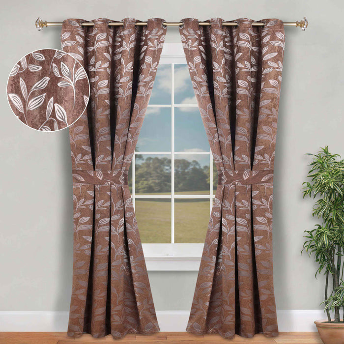 Leaves Machine Room Darkening Blackout Curtains, Set of 2