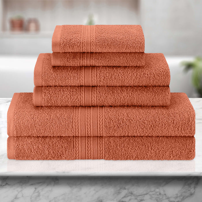 Eco-Friendly Cotton Ring Spun 6 Piece Towel Set - Copper