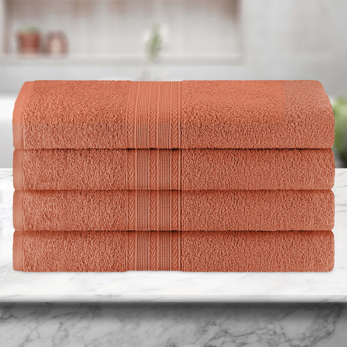 Cotton Eco-Friendly 4 Piece Solid Bath Towel Set - Copper