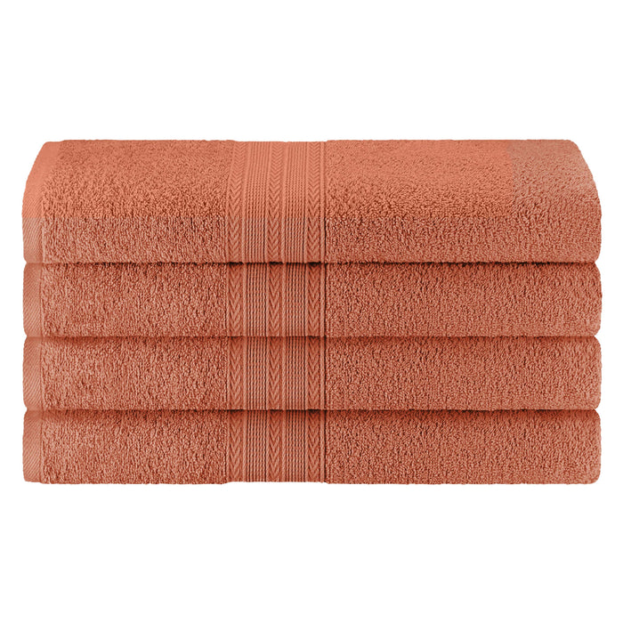Cotton Eco-Friendly 4 Piece Solid Bath Towel Set - Copper