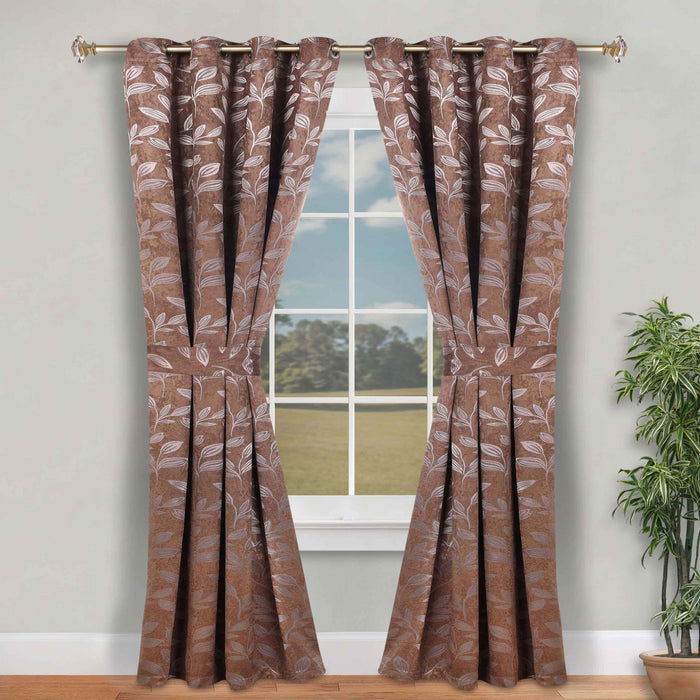 Leaves Machine Room Darkening Blackout Curtains, Set of 2