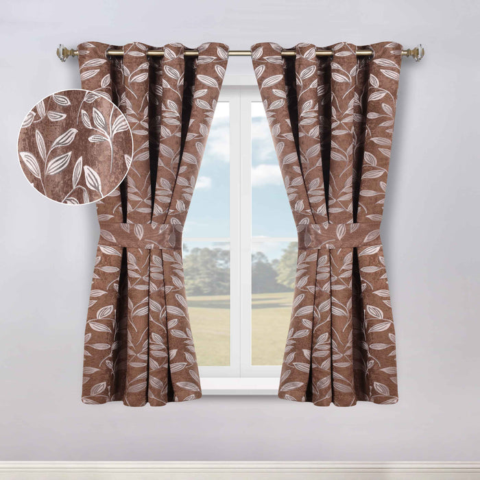 Leaves Machine Room Darkening Blackout Curtains, Set of 2