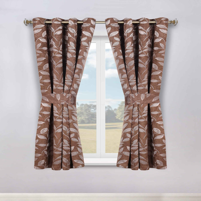 Leaves Machine Room Darkening Blackout Curtains, Set of 2