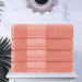 Larissa Cotton Geometric Embroidered Border Bath Towels, Set of 4 - Coral