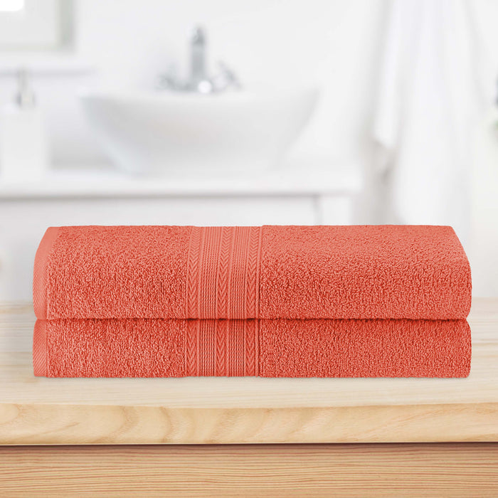 Cotton Eco Friendly 2 Piece Solid Bath Sheet Towel Set - Coral