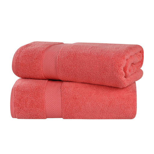 Cotton Zero Twist 2 Piece Bath Sheet Towel Set - Coral