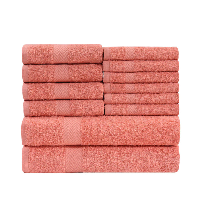 Franklin Cotton Eco Friendly 12 Piece Towel Set - Coral