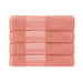 Larissa Cotton Geometric Embroidered Border Bath Towels, Set of 4 - Coral