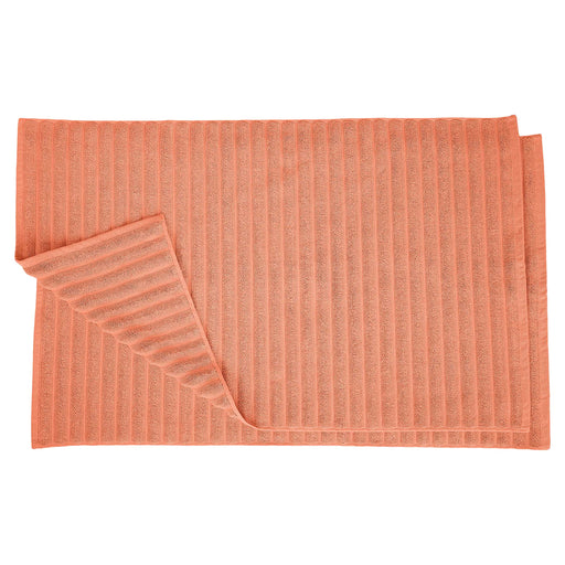 Cotton Eco Friendly 2 Piece Absorbent Bath Mat Set - Coral