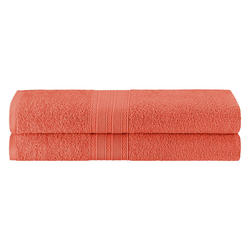 Cotton Eco Friendly 2 Piece Solid Bath Sheet Towel Set - Coral