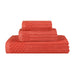 Soho Ribbed Textured Cotton Ultra-Absorbent 3-Piece Assorted Towel Set - Coral