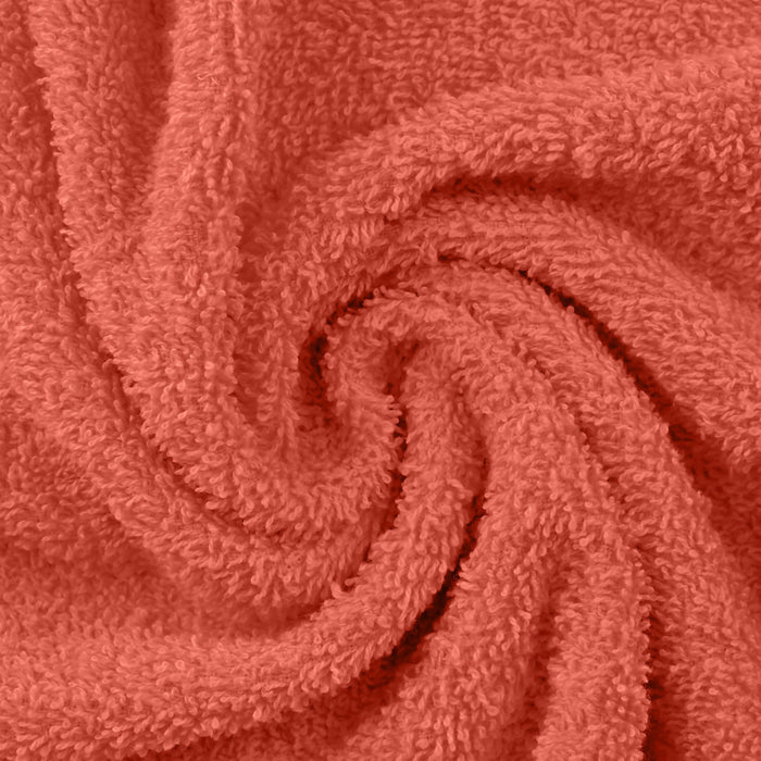 Cotton Eco-Friendly 4 Piece Solid Bath Towel Set - Coral