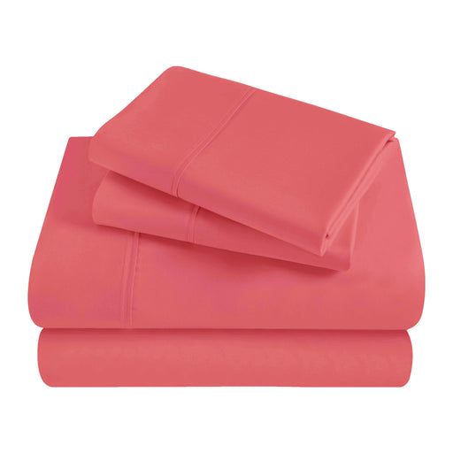 Egyptian Cotton 300 Thread Count Solid Deep Pocket Sheet Set - Coral