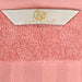 Cotton Geometric Embroidered Jacquard Border 4 Piece Bath Towel Set - Coral