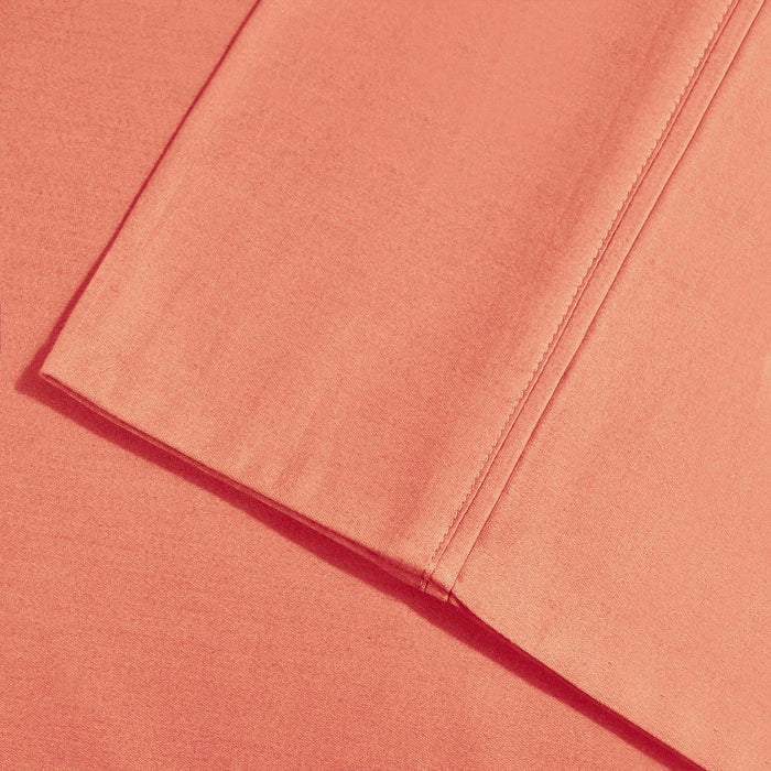 800 Thread Count Cotton Blend Solid Deep Pocket Sheet Set - Coral