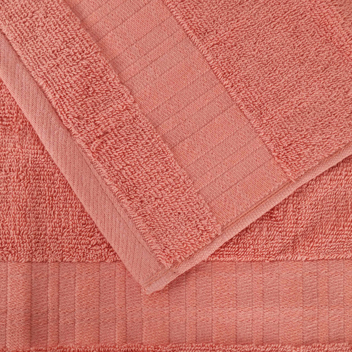 Larissa Cotton Geometric Embroidered Border 8-Piece Assorted Towel Set - Coral