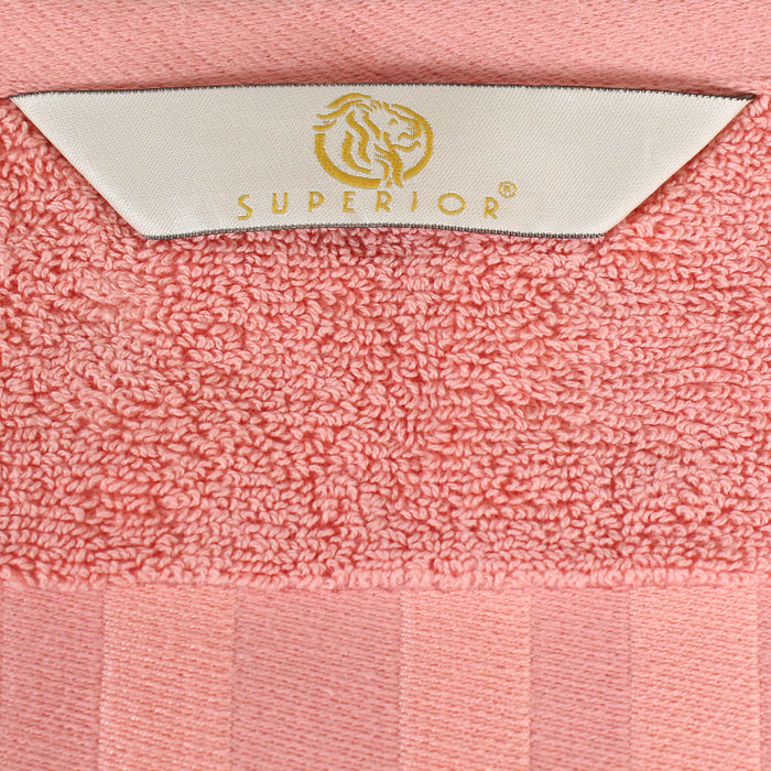 Larissa Cotton Geometric Embroidered Jacquard Border 6 Piece Towel Set - Coral