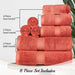 Egyptian Cotton Pile Plush Heavyweight Absorbent 8 Piece Towel Set - Coral