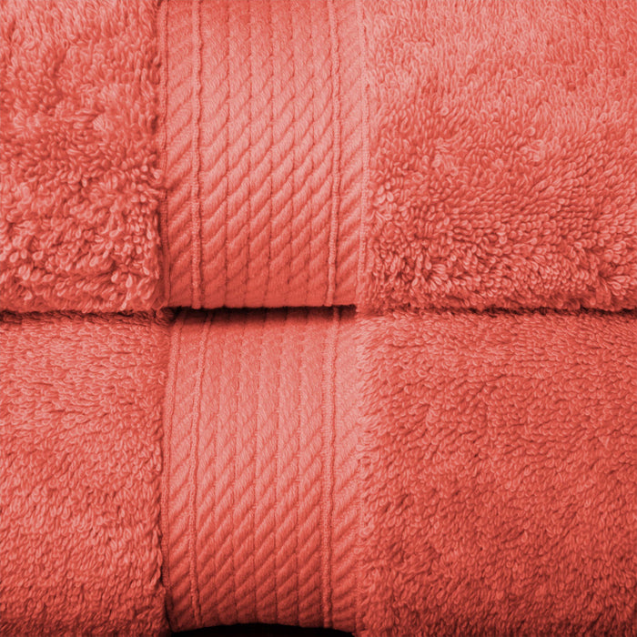 Egyptian Cotton Pile Plush Heavyweight Absorbent 6 Piece Towel Set - Coral