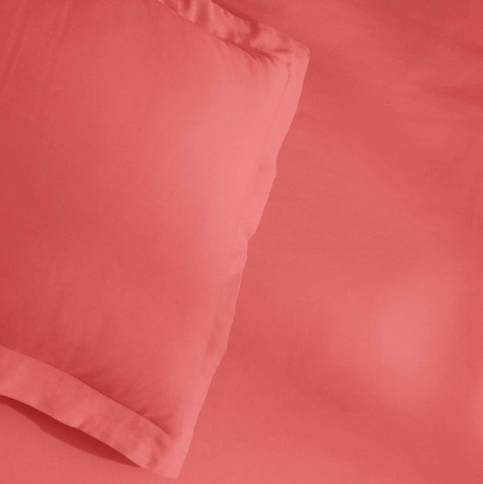 Egyptian Cotton 300 Thread Count Solid Duvet Cover Set - Coral