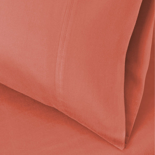 1200 Thread Count Cotton Blend 2 Piece Solid Pillowcase Set - Coral