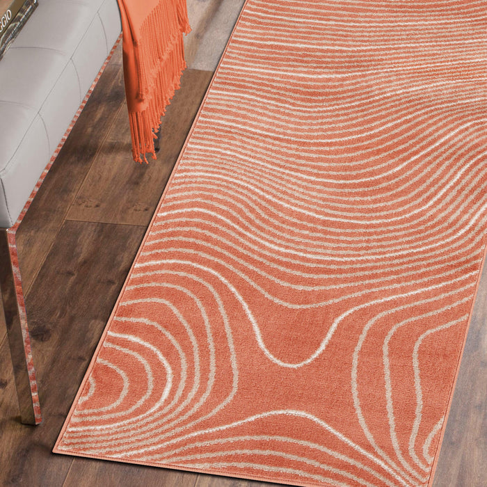 Veer Modern Abstract Wood Grain Indoor Area Rug or Runner