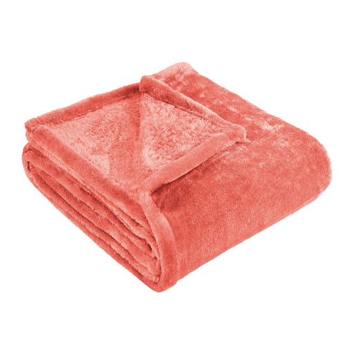 Classic Solid Fleece Plush Medium Weight Fluffy Soft Blanket - Coral