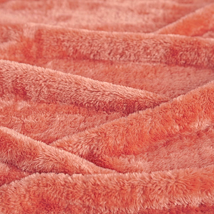 Classic Solid Fleece Plush Medium Weight Fluffy Soft Blanket - Coral