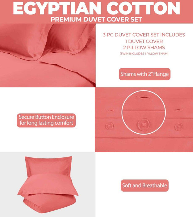 Egyptian Cotton 300 Thread Count Solid Duvet Cover Set