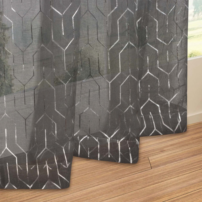 Cormac Printed Sheer Curtain Set of 2 Panels - Grey