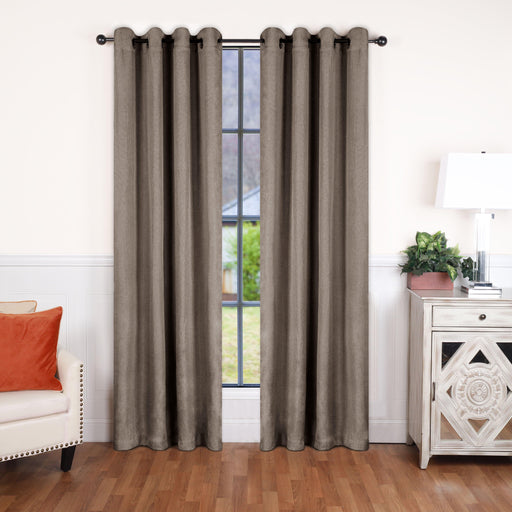 Linen Pattern Washable Room Darkening Blackout Curtain Set 42" - Corriander