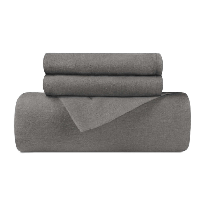 Cotton Flannel Solid Duvet Cover Set - Grey