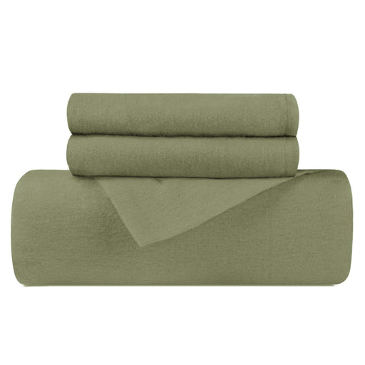 Cotton Flannel Solid Duvet Cover Set - Sage