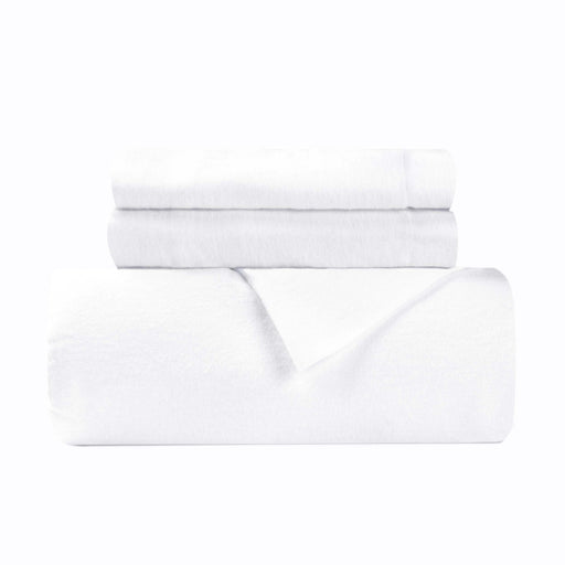 Cotton Flannel Solid Duvet Cover Set - White