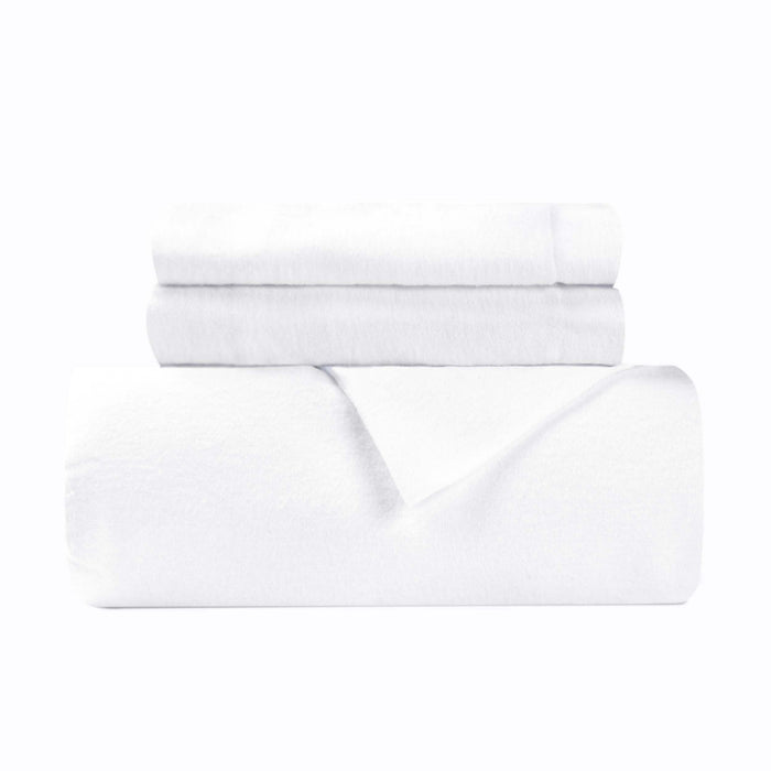 Cotton Flannel Solid Duvet Cover Set - White