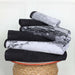 Cotton Quick-Drying Solid and Marble 6 Piece Towel Set - Black