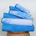 Cotton Quick-Drying Solid and Marble 6 Piece Towel Set - Blue