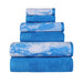 Cotton Quick-Drying Solid and Marble 6 Piece Towel Set - Blue