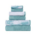 Cotton Quick-Drying Solid and Marble 6 Piece Towel Set - Cyan