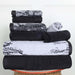 Cotton Quick-Drying Solid and Marble 8 Piece Towel Set - Black