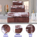 Cotton Quick-Drying Solid and Marble 8 Piece Towel Set - Brown