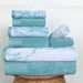 Cotton Quick-Drying Solid and Marble 8 Piece Towel Set - Cyan