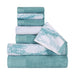 Cotton Quick-Drying Solid and Marble 8 Piece Towel Set - Cyan