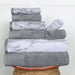 Cotton Quick-Drying Solid and Marble 8 Piece Towel Set - Grey