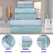 Cotton Quick-Drying Solid and Marble 8 Piece Towel Set - Teal
