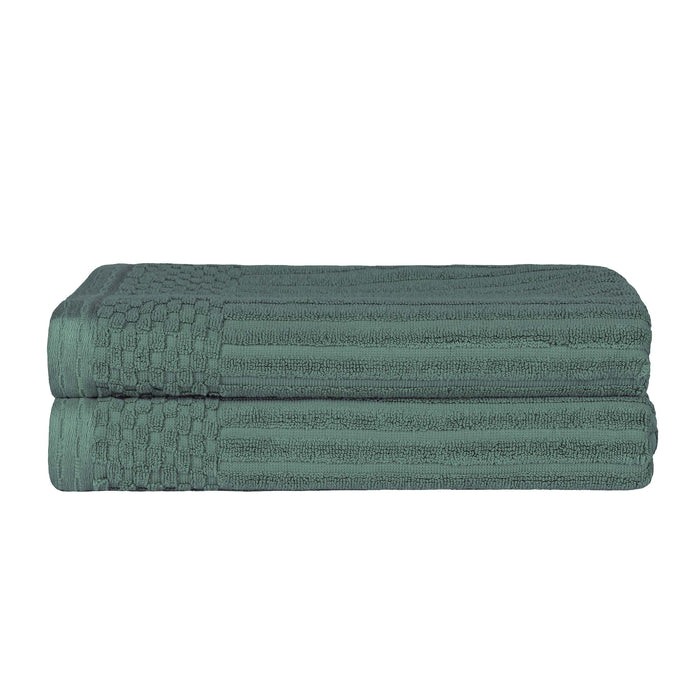 Cotton Ribbed Textured Super Absorbent 2 Piece Bath Towel Set - Basil
