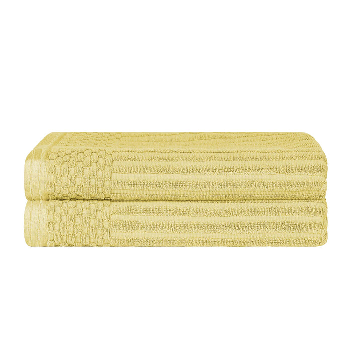 Cotton Ribbed Textured Super Absorbent 2 Piece Bath Towel Set - Golden Mist