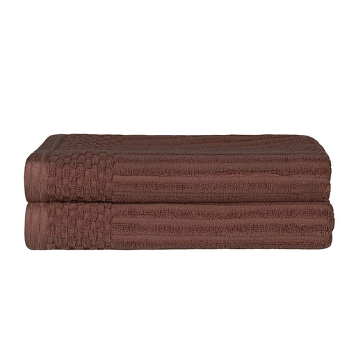 Cotton Ribbed Textured Super Absorbent 2 Piece Bath Towel Set - Java